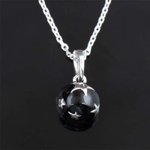 925 Silver Black Onyx Ball Pendant With Silver Plating - Image 4