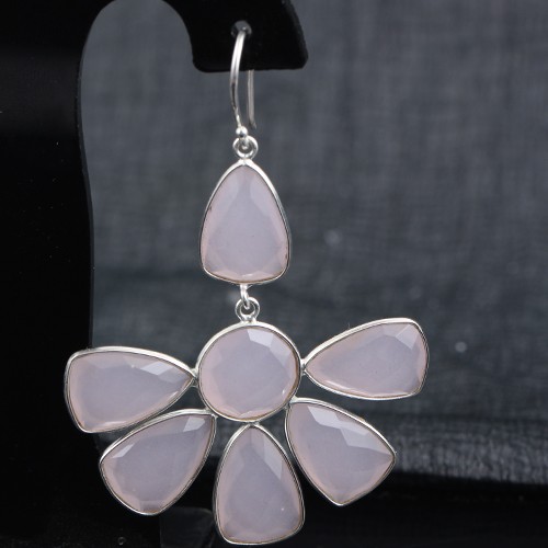 925 Silver Rose Quartz Earring - Image 2