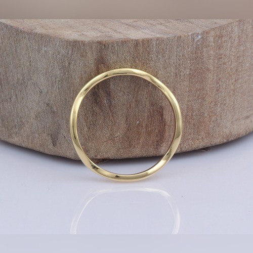 925 Silver Plain Wave Ring With Yellow Gold Plating - Image 3