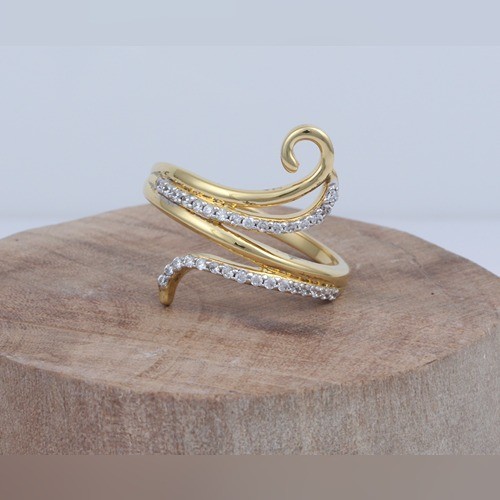925 Silver Fancy Designer Ring With Yellow Gold Plating - Image 1