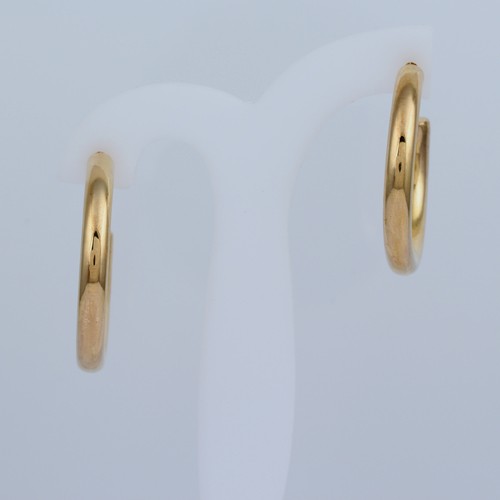 925 Silver Plain Bolded Hoop Earring With Yellow Gold Plating - Image 3