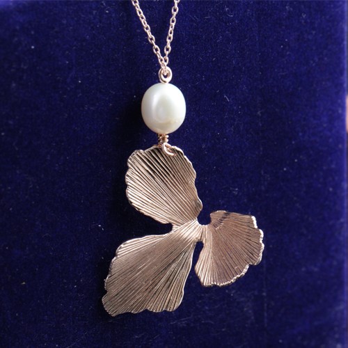 925 Silver Pendant With Pearl With Rose Gold Plating - Image 2