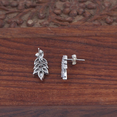 925 Silver White Zircon Marquise Stud Earring - Image 3