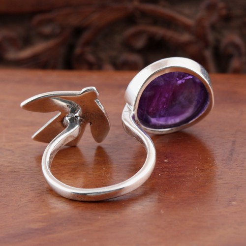 Silver Ring With Purple Amethyst Stone - Image 3