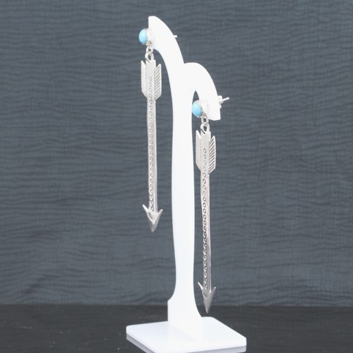 925 Silver Arrow Shape Earring With Turquoise - Image 4