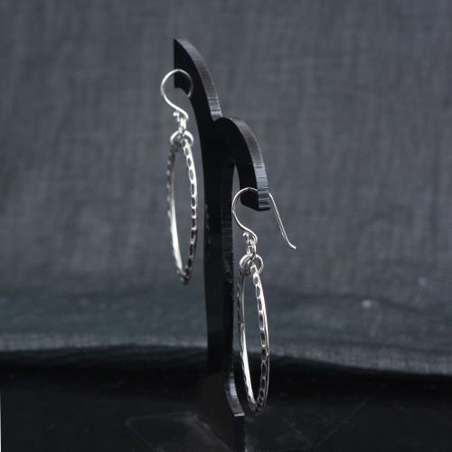 925 Silver Plain Dotted Circle Earring - Image 3