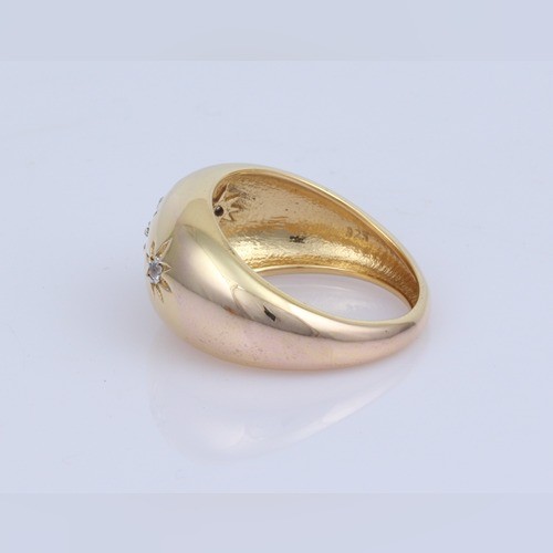 925 Silver Bolded Ring With Star Engraved With Yellow Gold Plating - Image 3