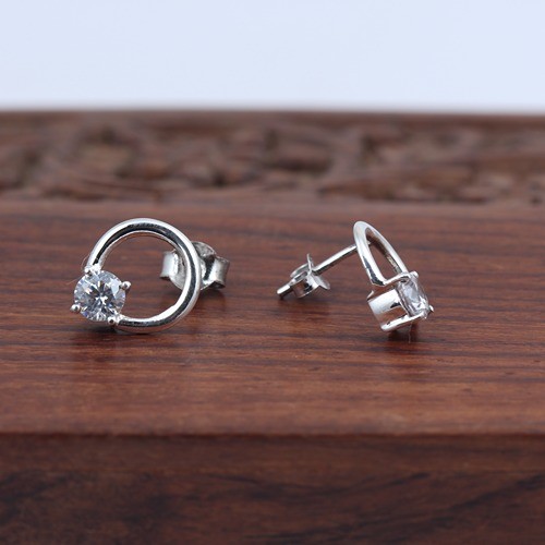925 Silver White Zircon Fancy Wire Stud Earring - Image 2