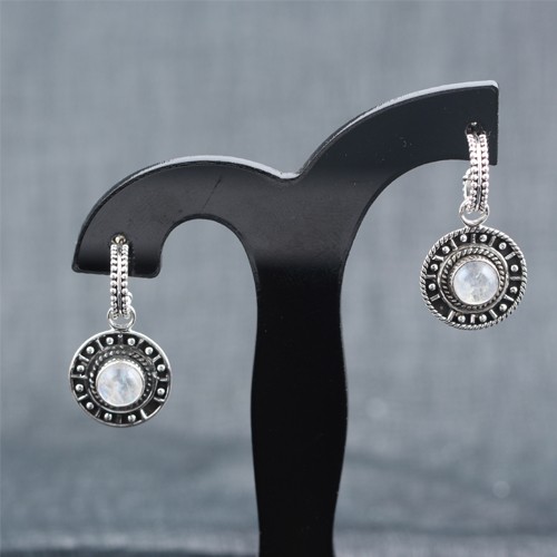 925 Silver Rainbow Moonstone Earring - Image 1