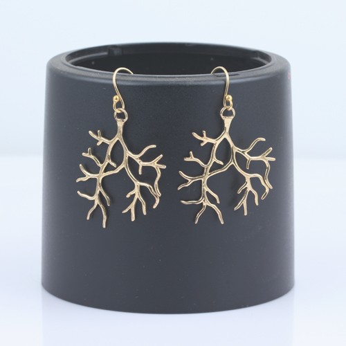 925 Silver Plain Tree Shape Earring With Yellow Gold Plating - Image 4